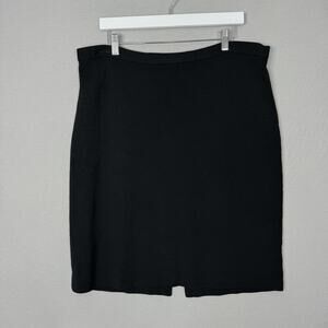 St. John Caviar Womens Skirt 16 Black Wool Blend Knit Knee Length Career Luxury